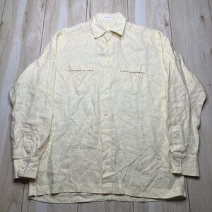 Matsuda Ivory Linen Button Up Dress Shirt Mens Large RARE Made In Japan Pockets